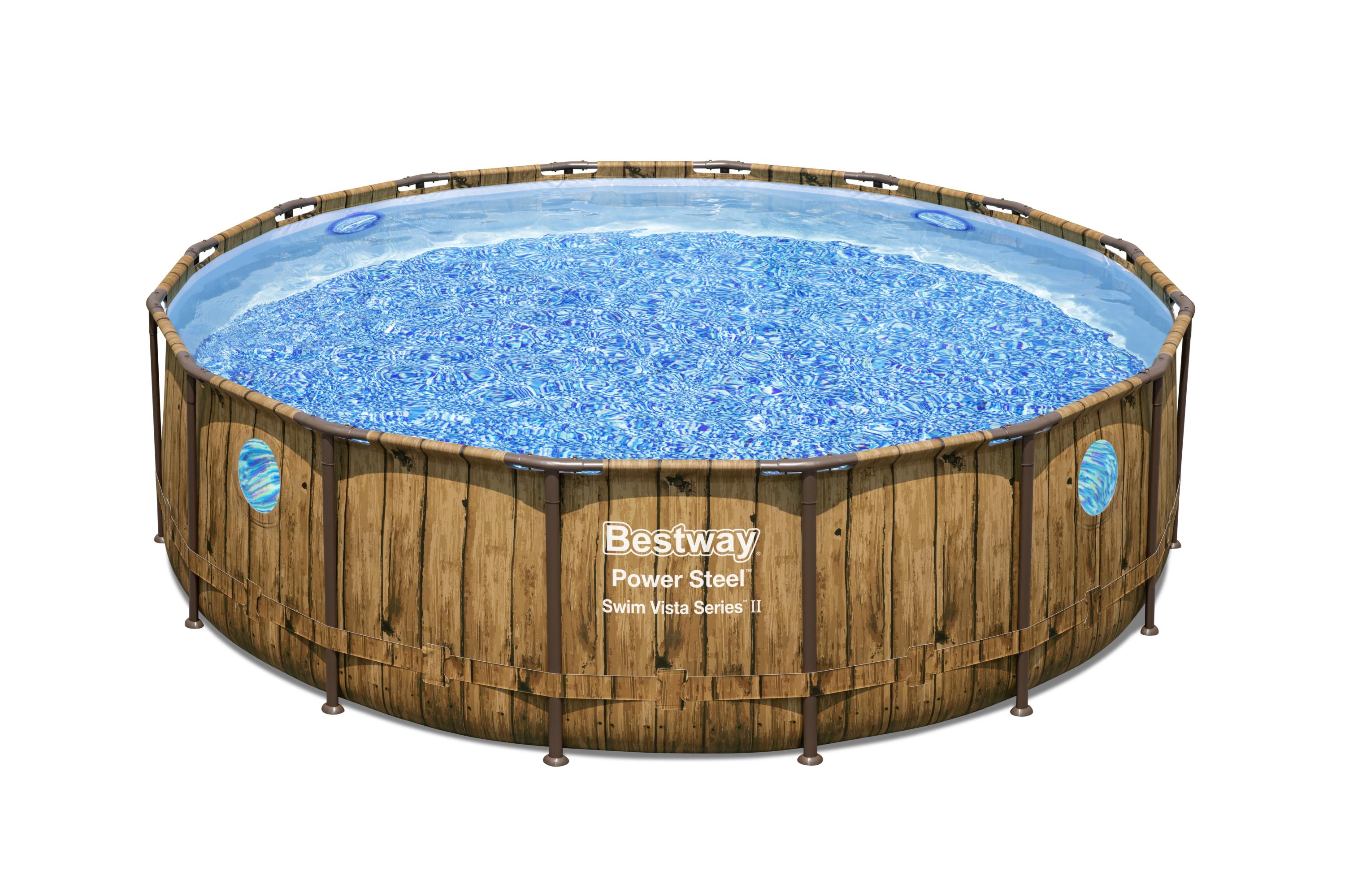 Piscina tonda Power Steel Swim Vista Series Con Oblò 488X122 Bestway 56725