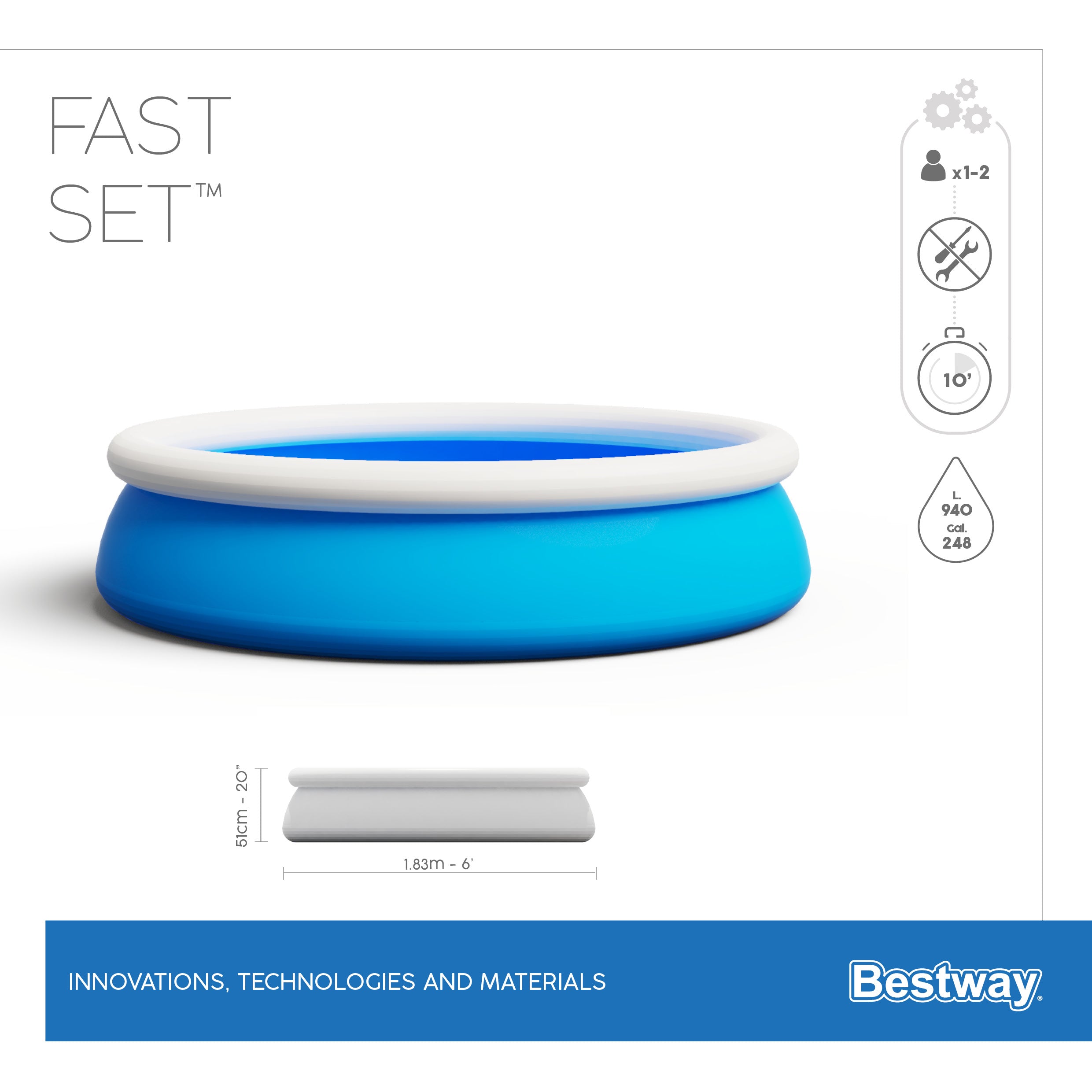 Piscina tonda autoportane con anello fast set Bestway 57392