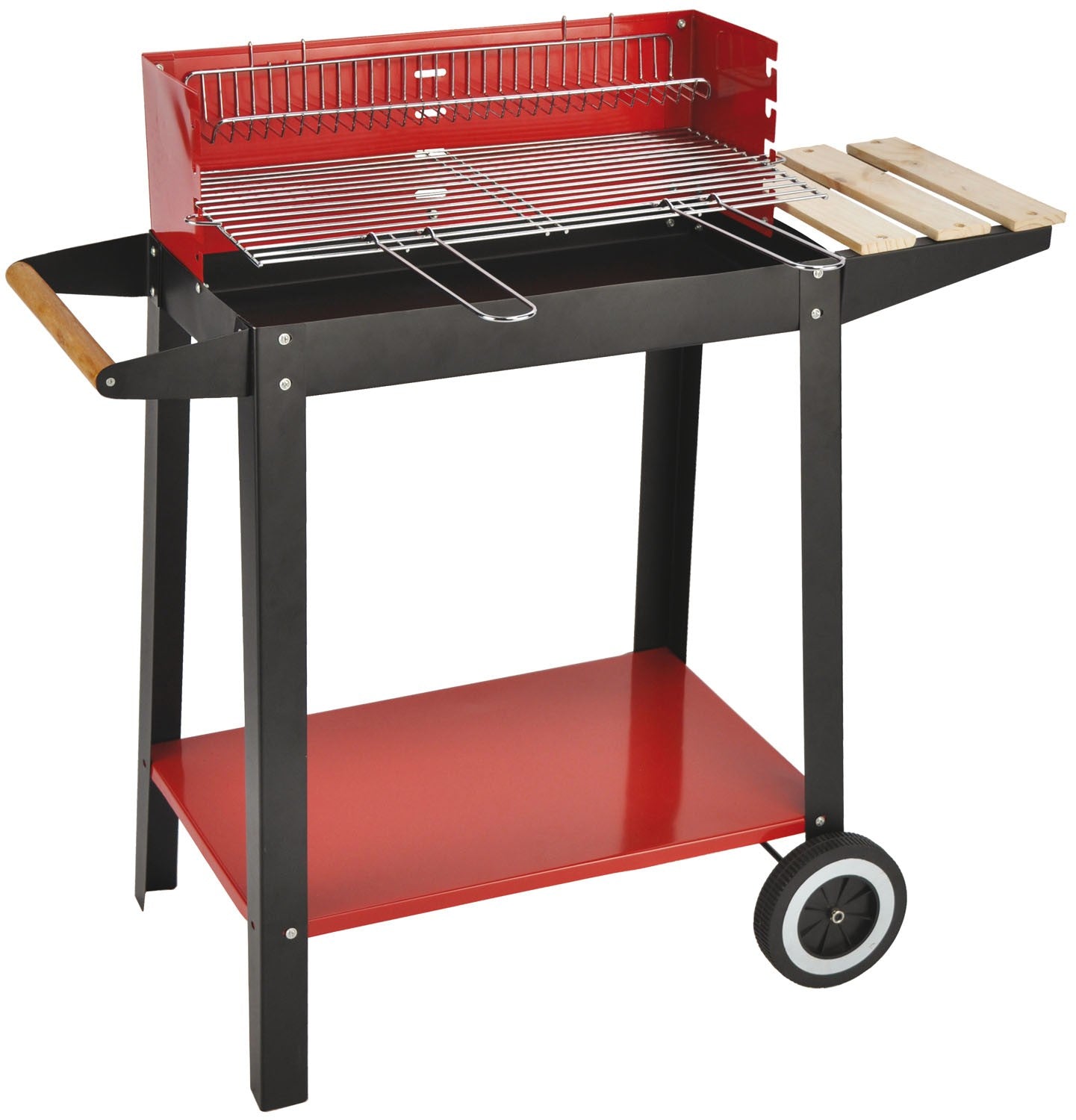 Barbecue a carbone con griglia 50x25 cm ripiano ed appoggio laterale in legno El Gaucho Montana