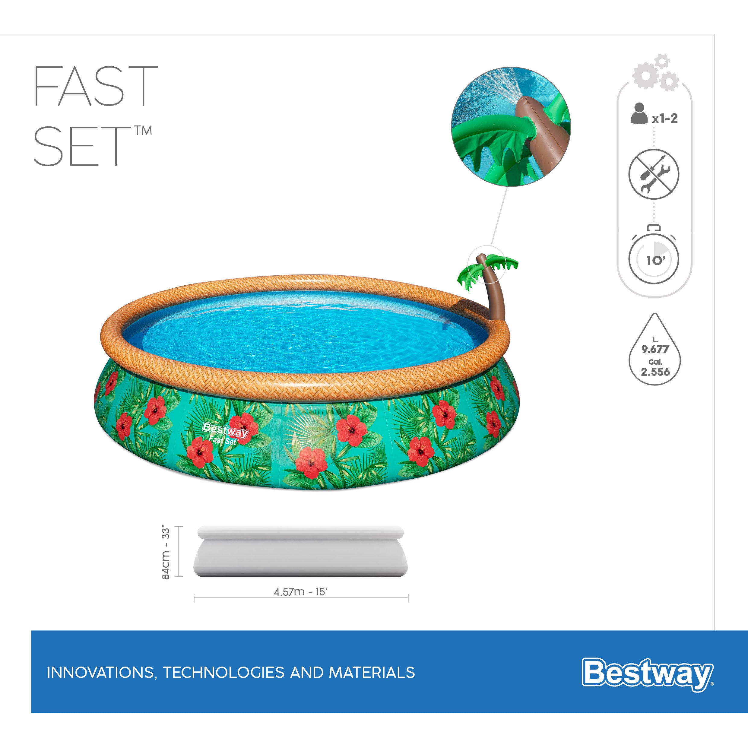 Piscina con Anello Autoportante 457x84 cm Paradise Palms fast set Bestwa