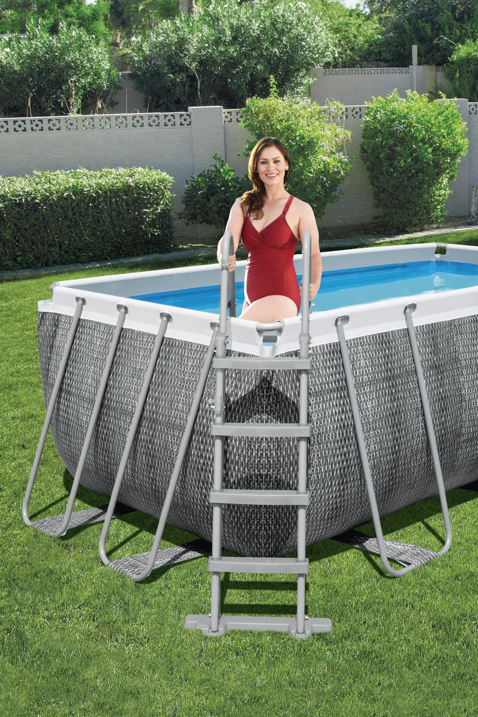 Piscina con struttura rettangolare rattan 4.12m x 2.01m x 1.22m Power Steel Bestway 56722