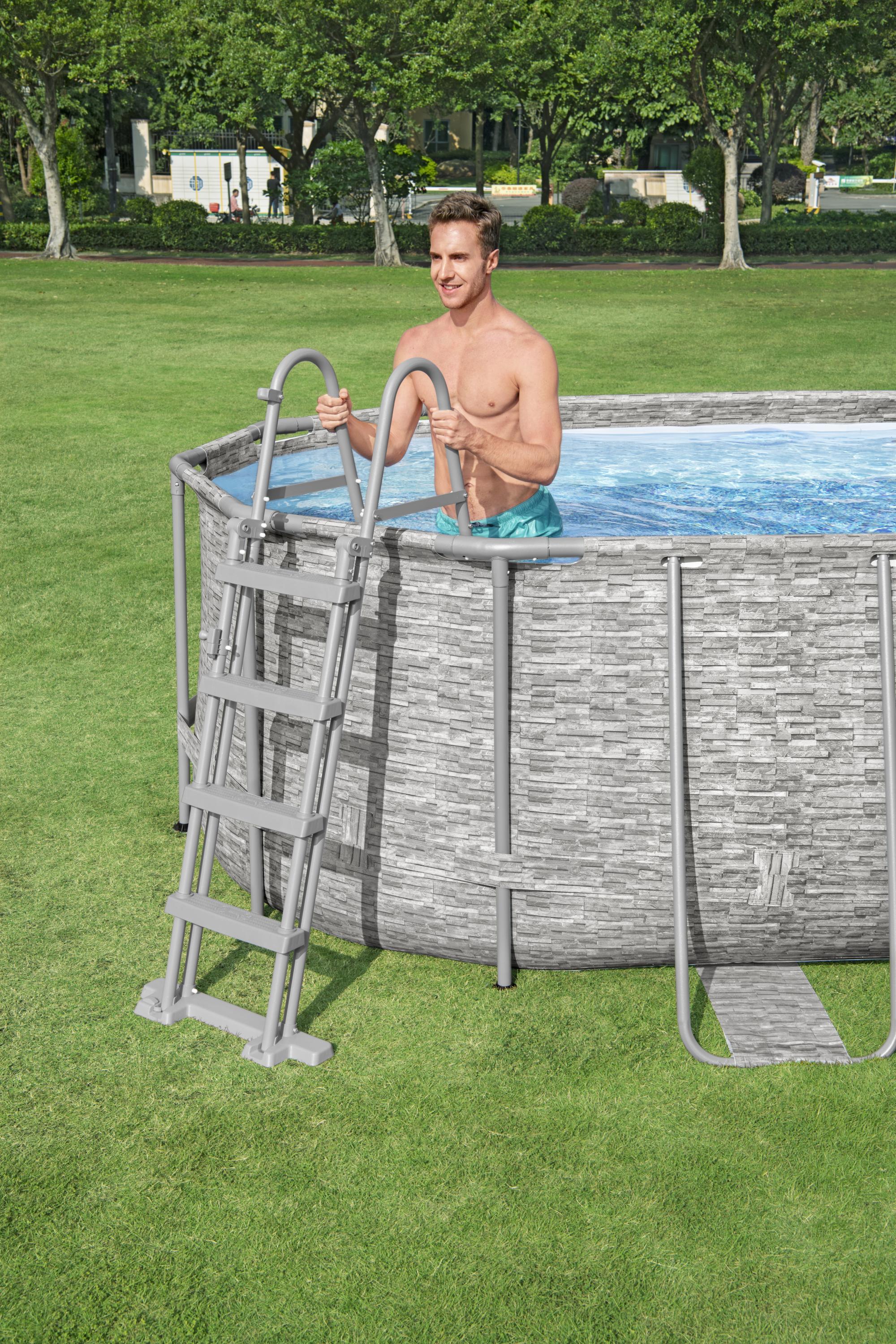 Piscina Ovale rattan con Oblò Power Steel Swim Vista 549x274x122 cm Bestway 56716