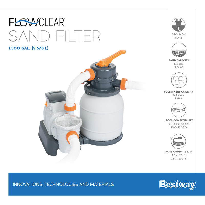 Pompa Filtro a Sabbia depuratore monoblocco per piscine 5678 lt per ora Bestway 58497