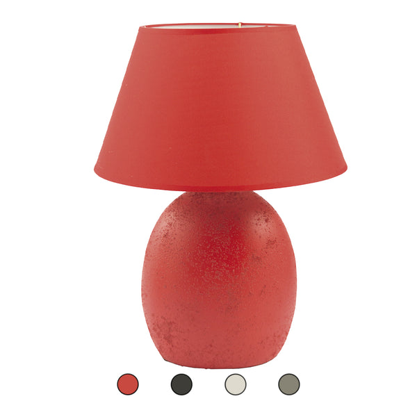 Lampada da tavolo, base tonda in ceramica, paralume in stoffa 40W, Capri
