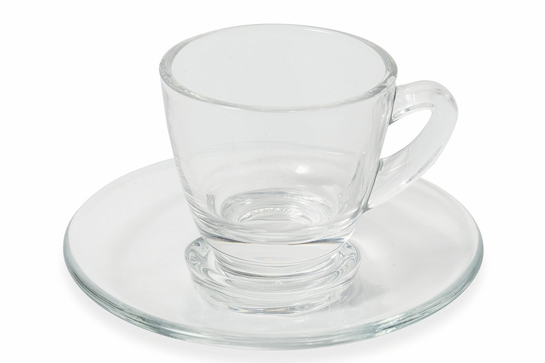 Set 6 tazzine in vetro da caffè con piattino 57 ml Glass