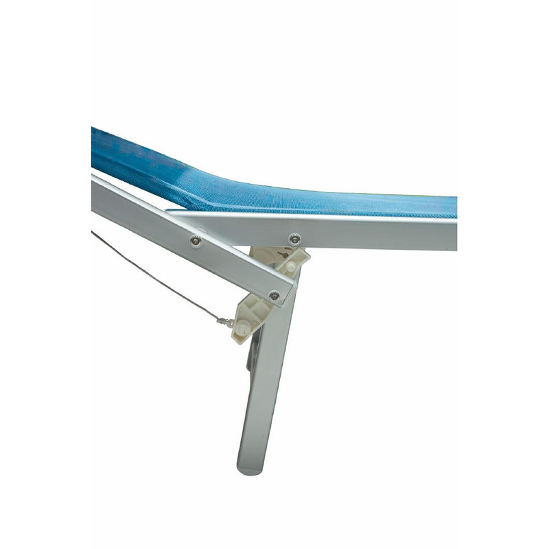 Lettino da lido spiaggia con struttura in alluminio resistente e schienale in textilene 2/1 con tettuccio parasole regolabile Riccione