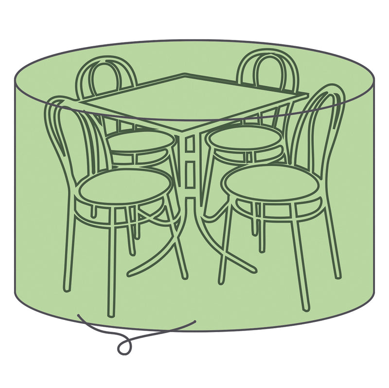 Telo cover protettivo Ø200xh80 cm impermeabile per tavolo tondo e sedie giardino con cordino di chiusura