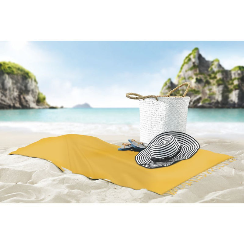 Asciugamano telo da spiaggia 90x180 cm in cotone con frange Tropea