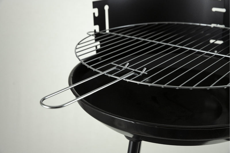Barbecue tondo griglia in acciaio  struttura in metallo  ripiano