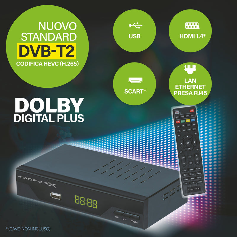 Decoder HD Dvbt-2 Hevc H265 dolby digital plus  registrazione im