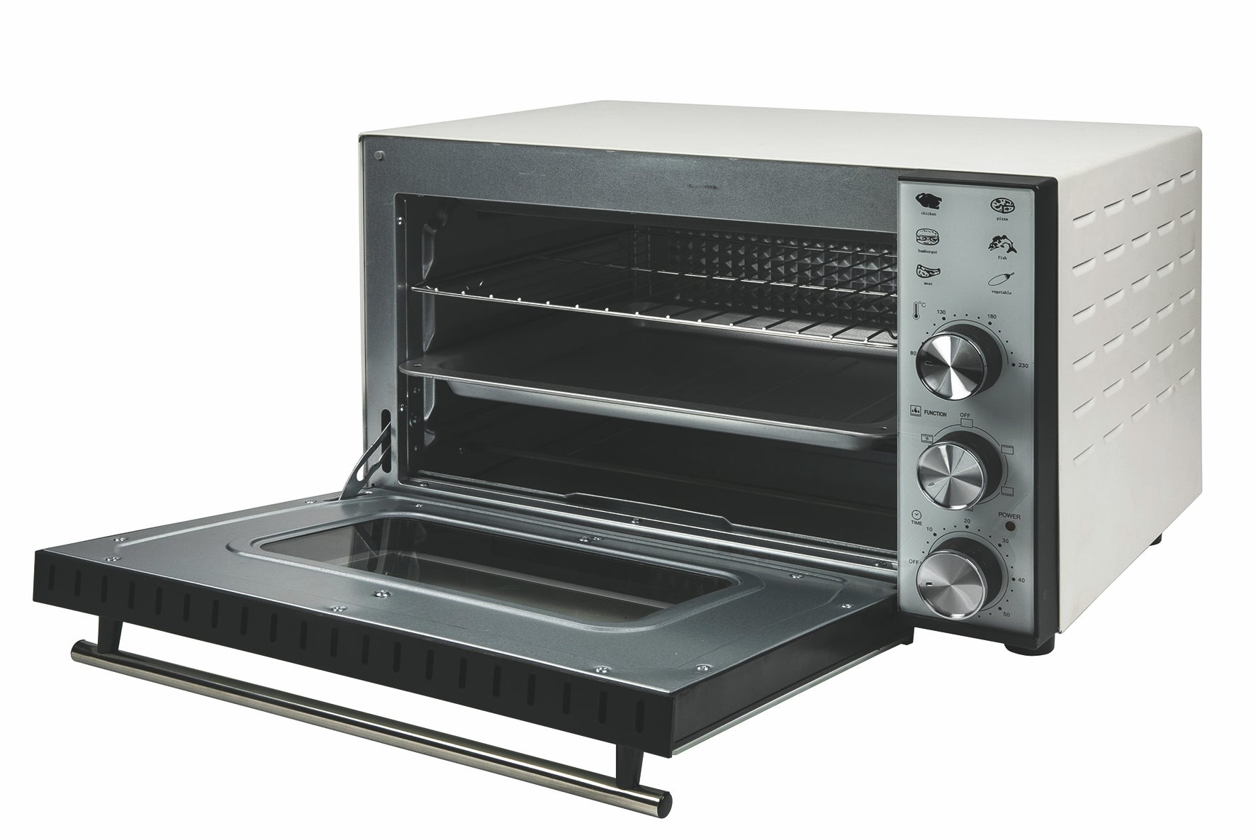 Forno elettrico ventilato con vetro temperato in acciaio 38 l 1800 W Gre