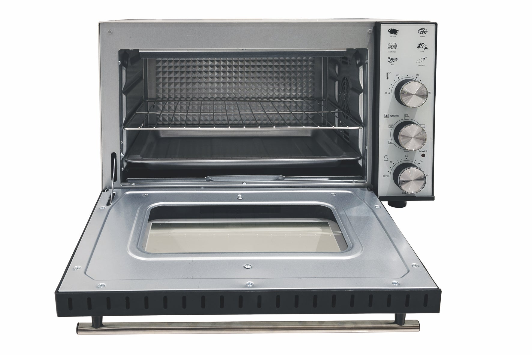 Forno elettrico ventilato con vetro temperato in acciaio 38 l 1800 W Gre