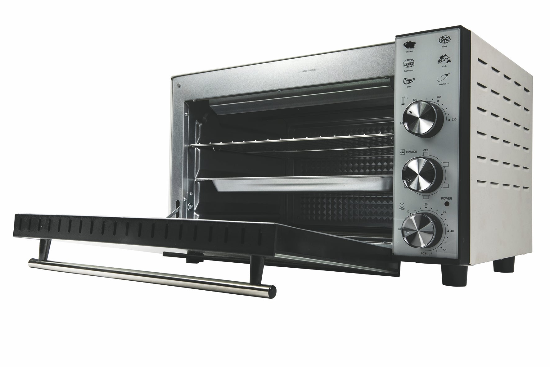 Forno elettrico ventilato con vetro temperato in acciaio 38 l 1800 W Great Stone