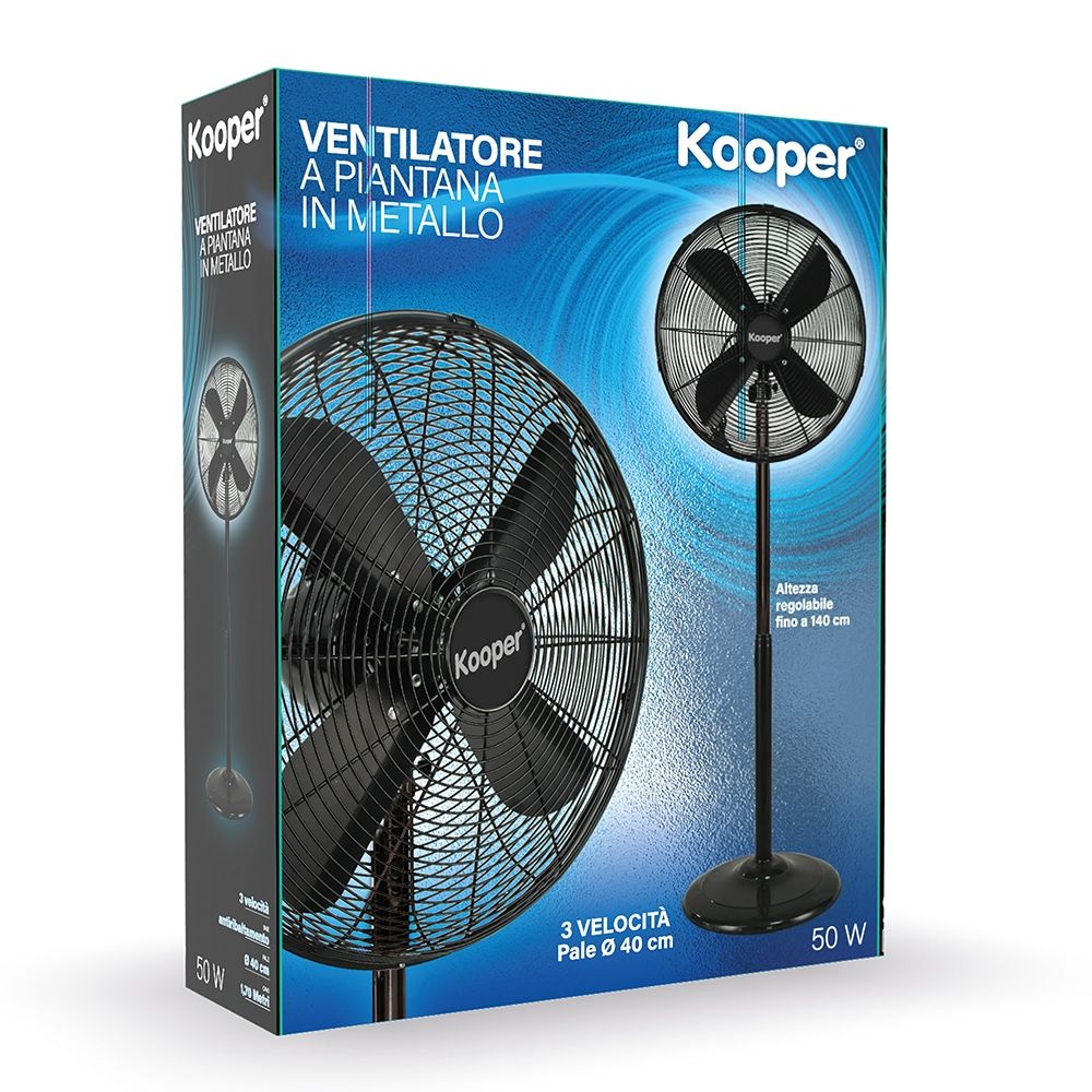 Ventilatore a piantana nero 3 velocita pale in alluminio altezza regolabile