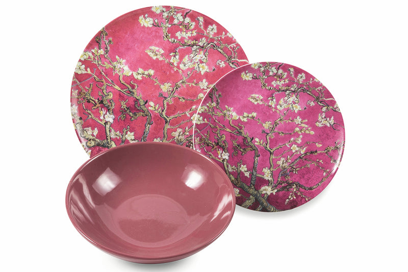 Servizio di piatti da tavola lavorazione artigianale orientale 18 pezzi Japanese Dream Rosa