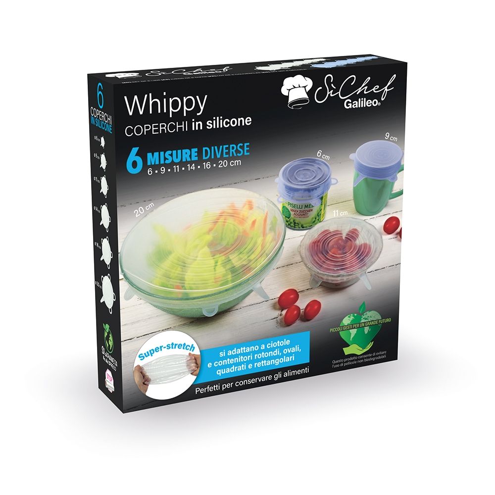 Coperchi adattabili in silicone di diverse dimensioni set 6 pezzi Whippy