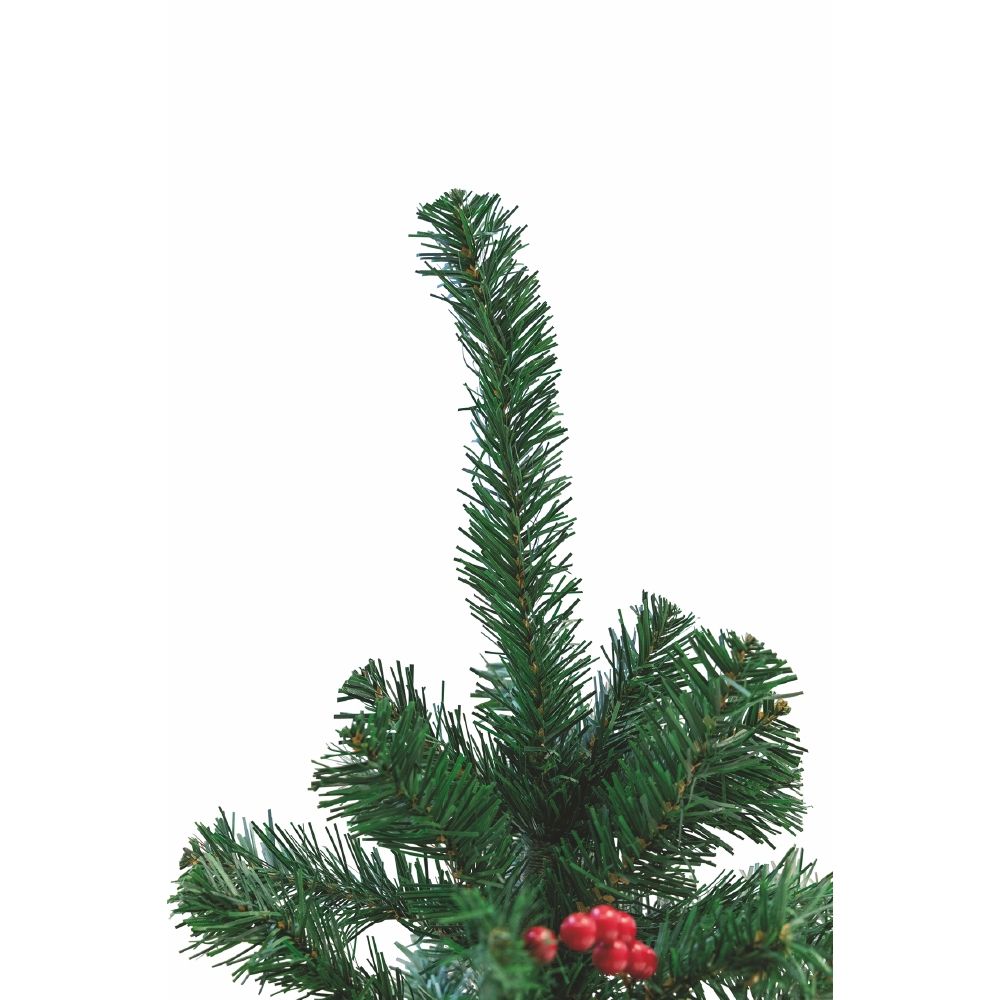 Albero di natale abete verde con pigne e bacche struttura ad incastro e base in metallo Sestriere Superior