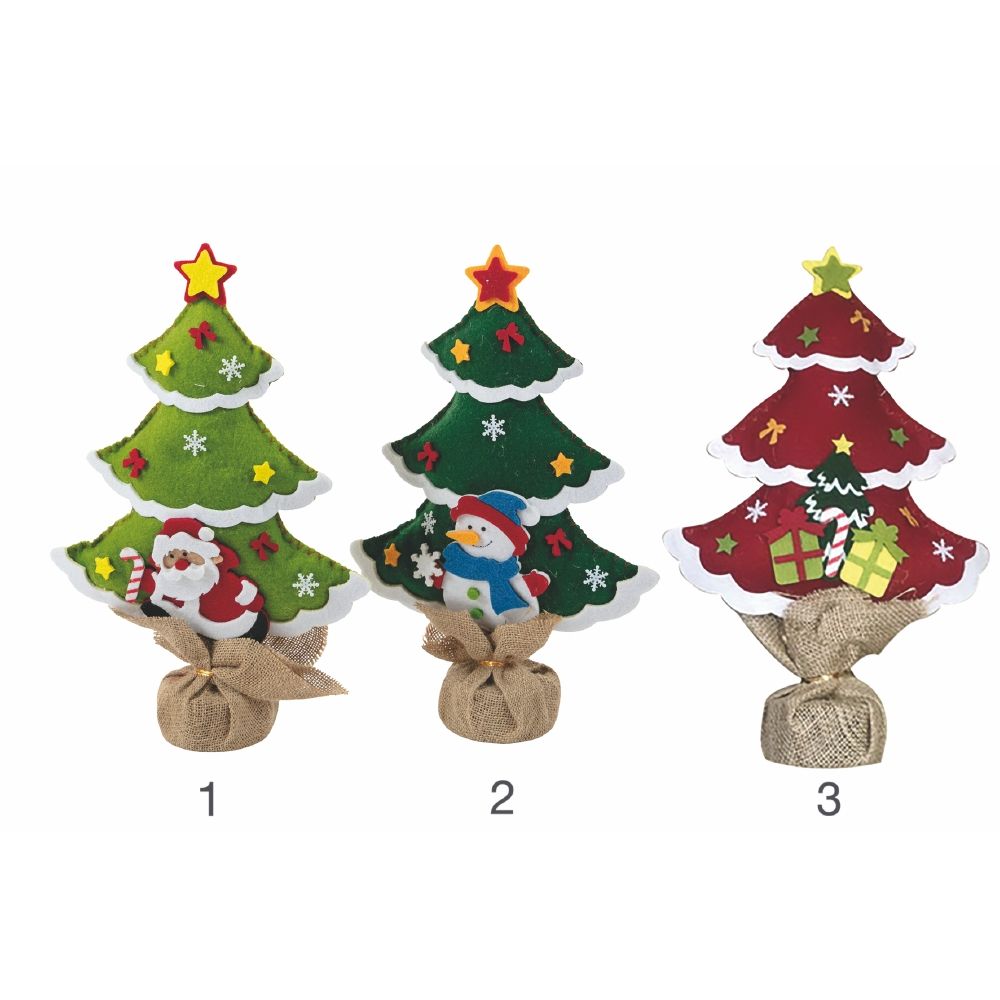 Albero di Natale in feltro h.37,5 cm, decorazioninatalizie applicate, XMas