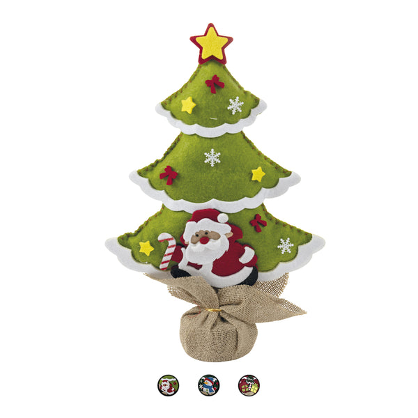 Albero di Natale in feltro h.37,5 cm, decorazioninatalizie applicate, XMas