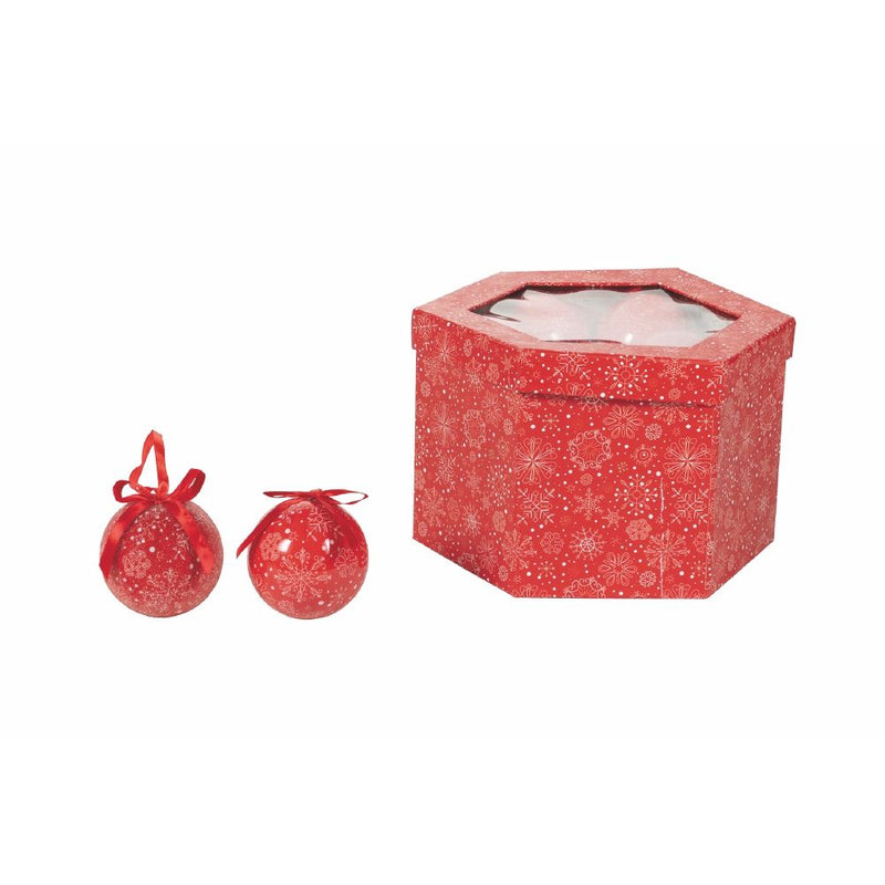Scatola box 14 palle di Natale con laccetto diametro 7,5 cm, Santa's House