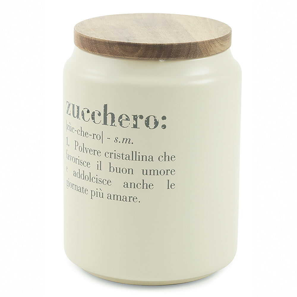 Barattolo zucchero 800 ml in gres, coperchio in bamboo, Victionary