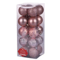Confezione di 20 palline natalizie assortite diametro 6 cm lucide satinate e glitterate set 20 palline Santa's House
