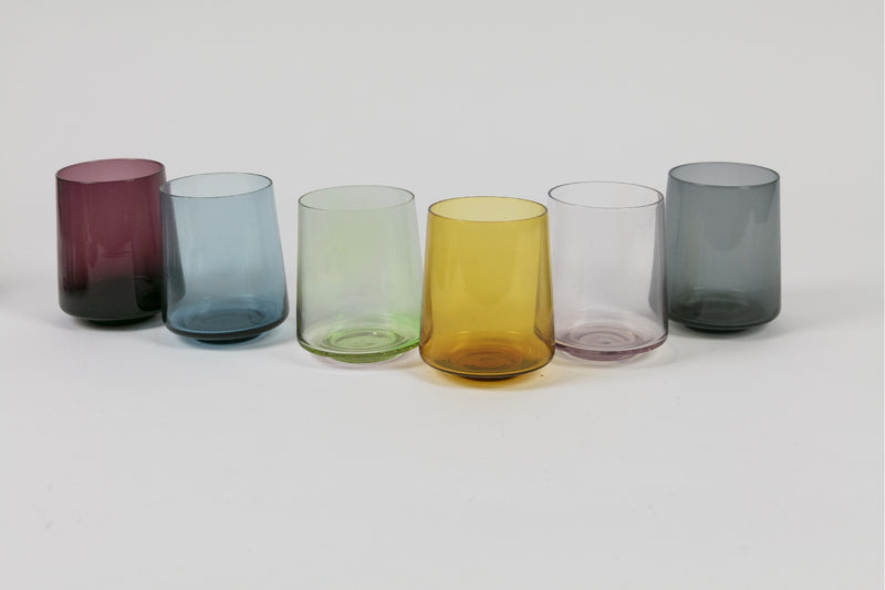 Bicchieri in vetro colorato set 6 bicchieri acqua e drink 370 ml London