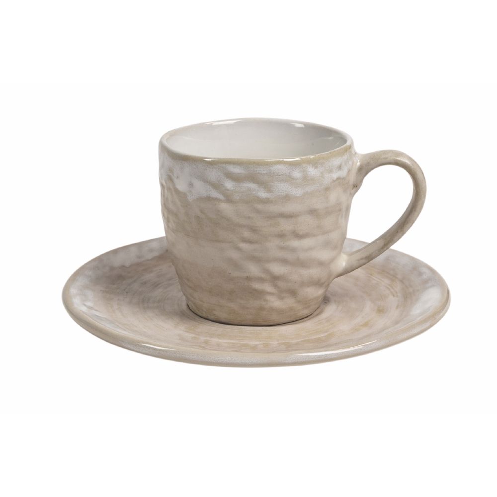 Set 6 tazzine caffè 90 ml con piattino in stoneware, Creta