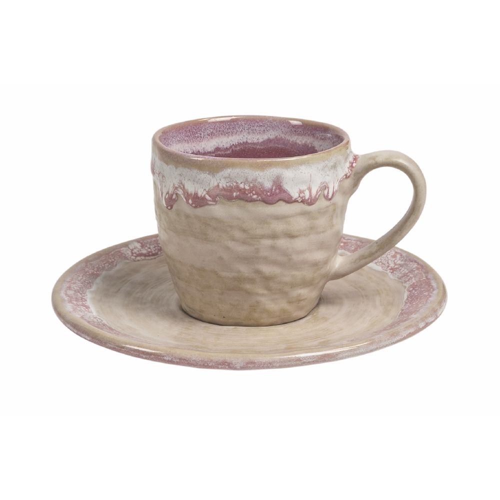 Set 6 tazzine caffè 90 ml con piattino in stoneware, Creta