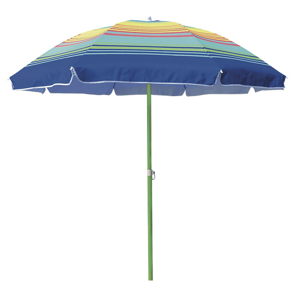 Ombrellone da spiaggia tondo Ø2 m con struttura in metallo e copertura in poliestere Stripes