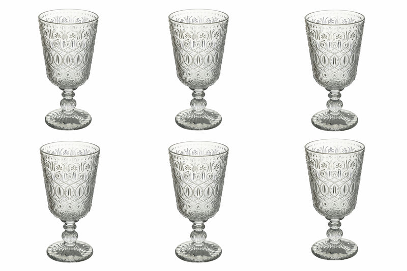 Bicchieri calici in vetro trasparente set 6 calici 310 ml New Marrakech