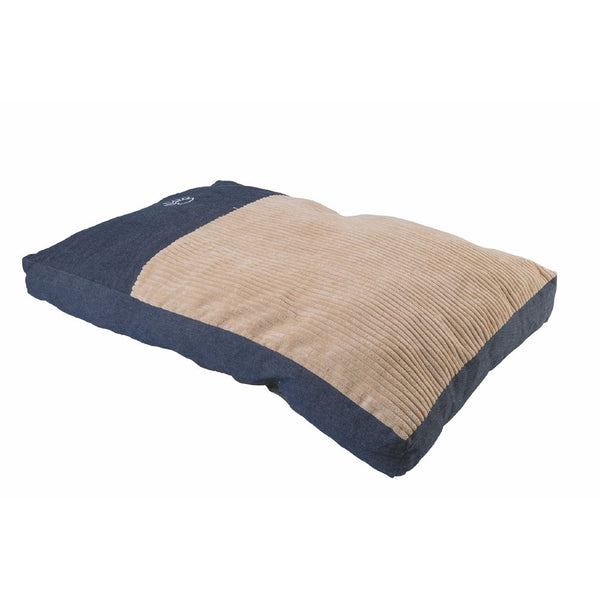 Tappeto imbottito per cani tessuto jeans e velluto sfoderabile con zip 90x60 cm