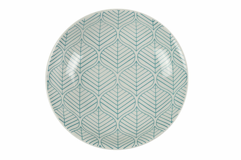 Servizio piatti da tavola in porcellana azzurro 18 pezzi Bali Leaf