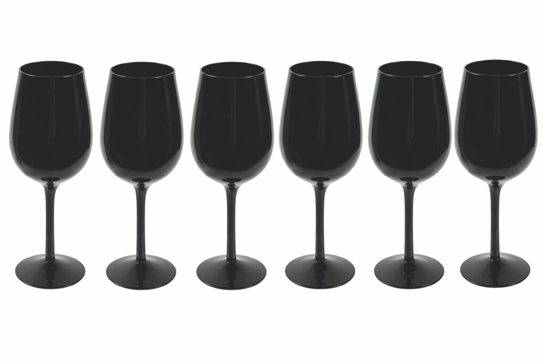 Bicchieri calici in vetro nero set 6 calici 450 ml Happy Hour Shiny