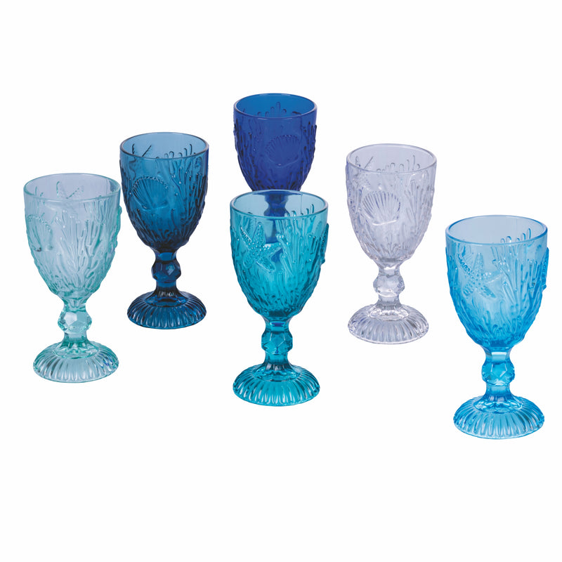 Bicchieri calici in vetro colorato set 6 calici acqua e drink 280 ml Pantelleria