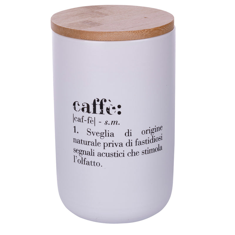 Barattolo caffè/coffee 750 ml, in new bone china,coperchio in bamboo, Victionary