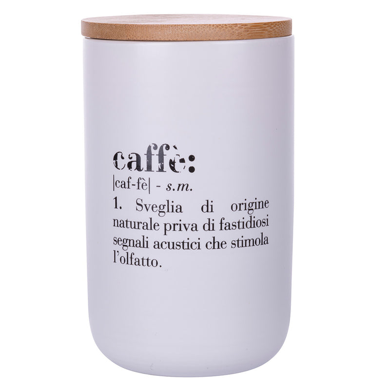 Barattolo caffè/coffee 750 ml, in new bone china,coperchio in bamboo, Victionary
