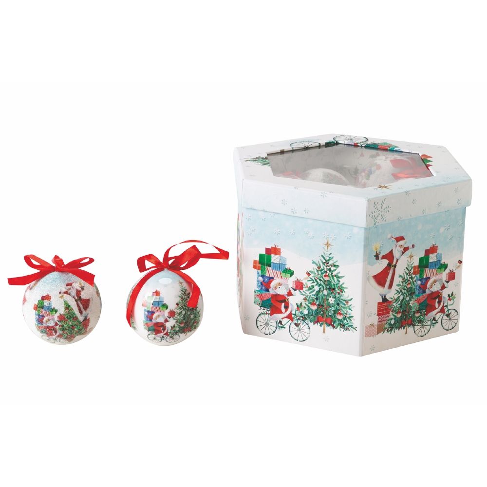 Set Scatola 14 palle di Natale con laccettodiametro 7,5 cm