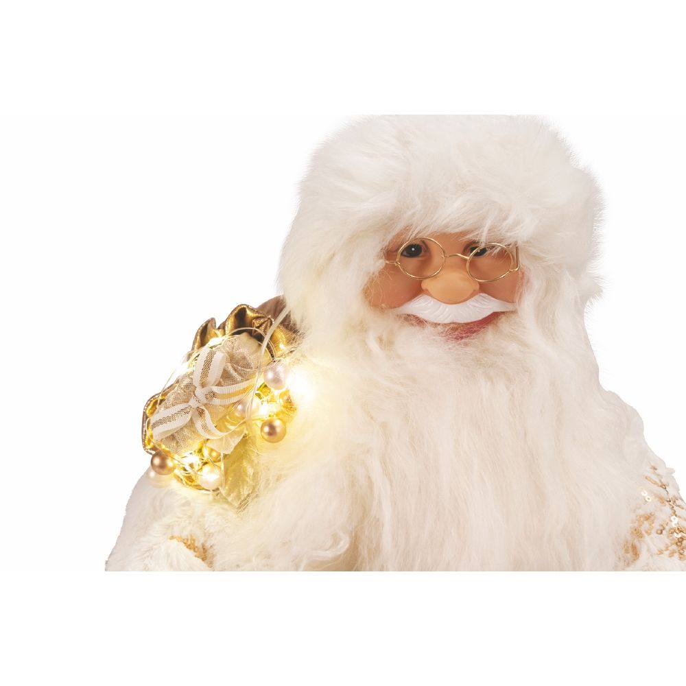 Babbo Natale con slitta 12 led in stoffa h. 60 cm, XMas