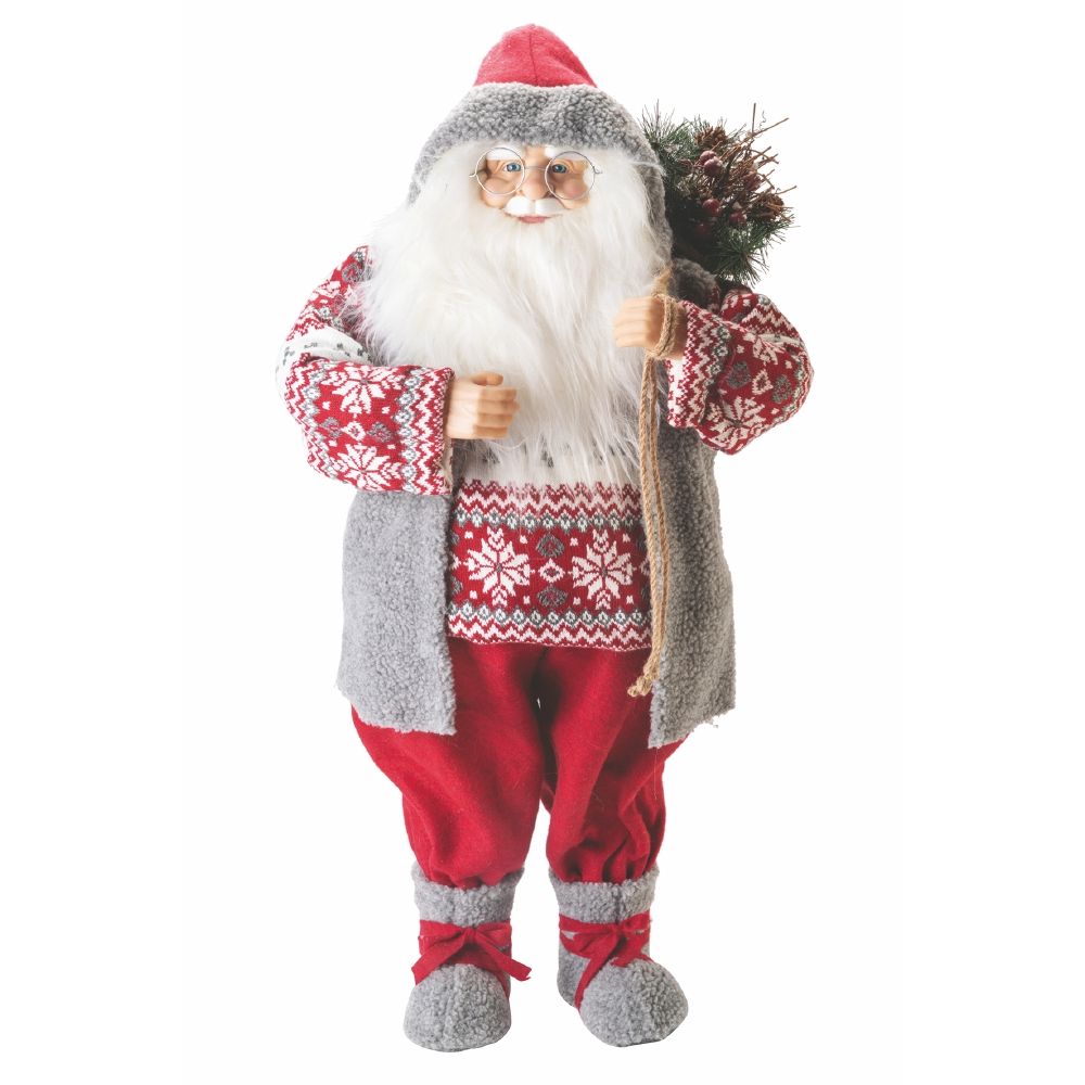 Babbo Natale 15 led cappotto in stoffa h. 80 cm, Xmas