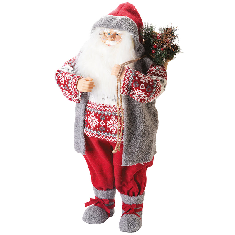 Babbo Natale 15 led cappotto in stoffa h. 80 cm, Xmas