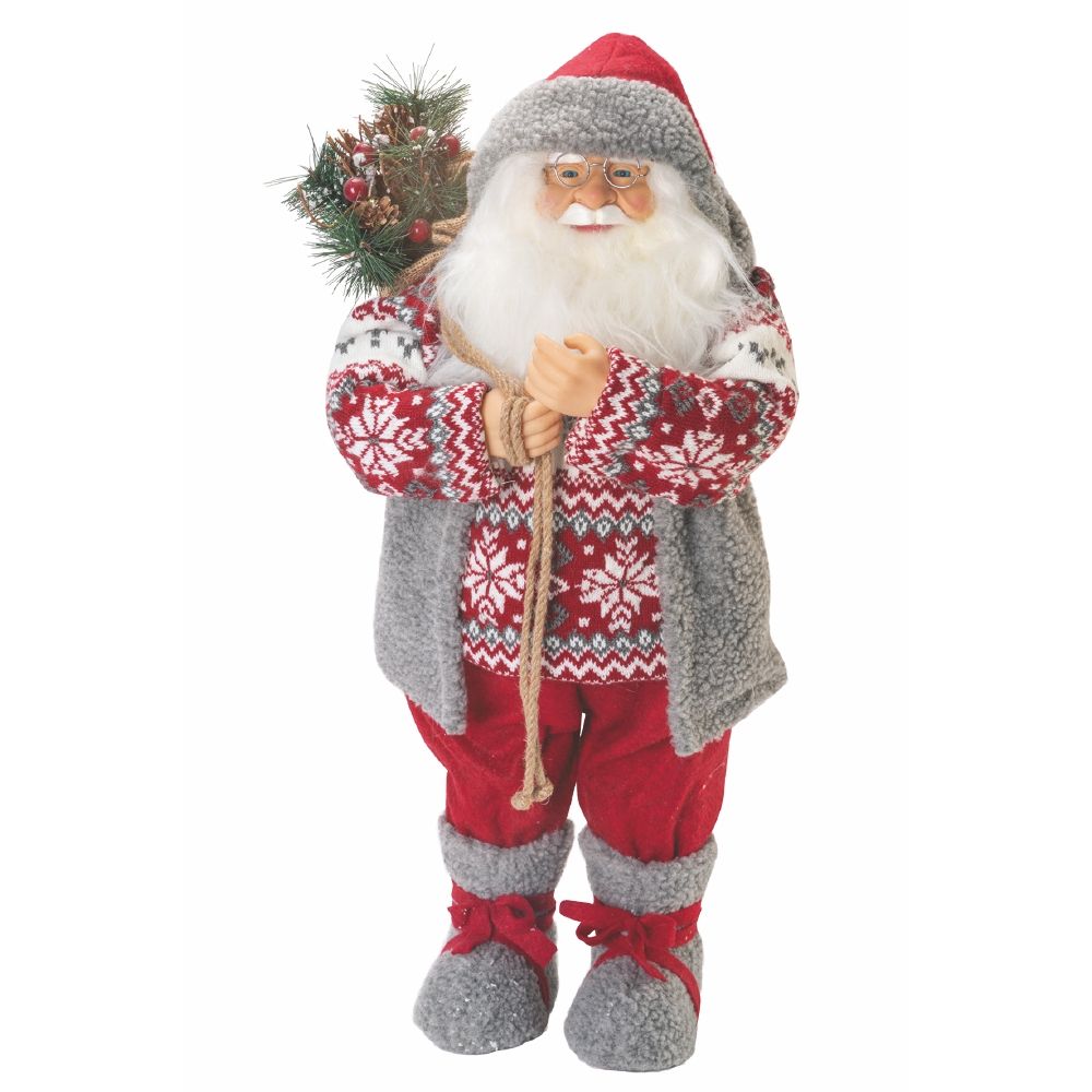 Babbo Natale 12 led cappotto in stoffa h. 62 cm, XMas