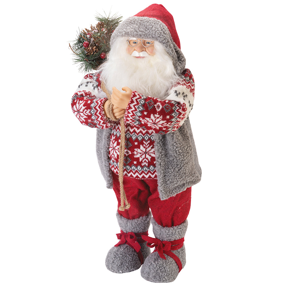 Babbo Natale 12 led cappotto in stoffa h. 62 cm, XMas