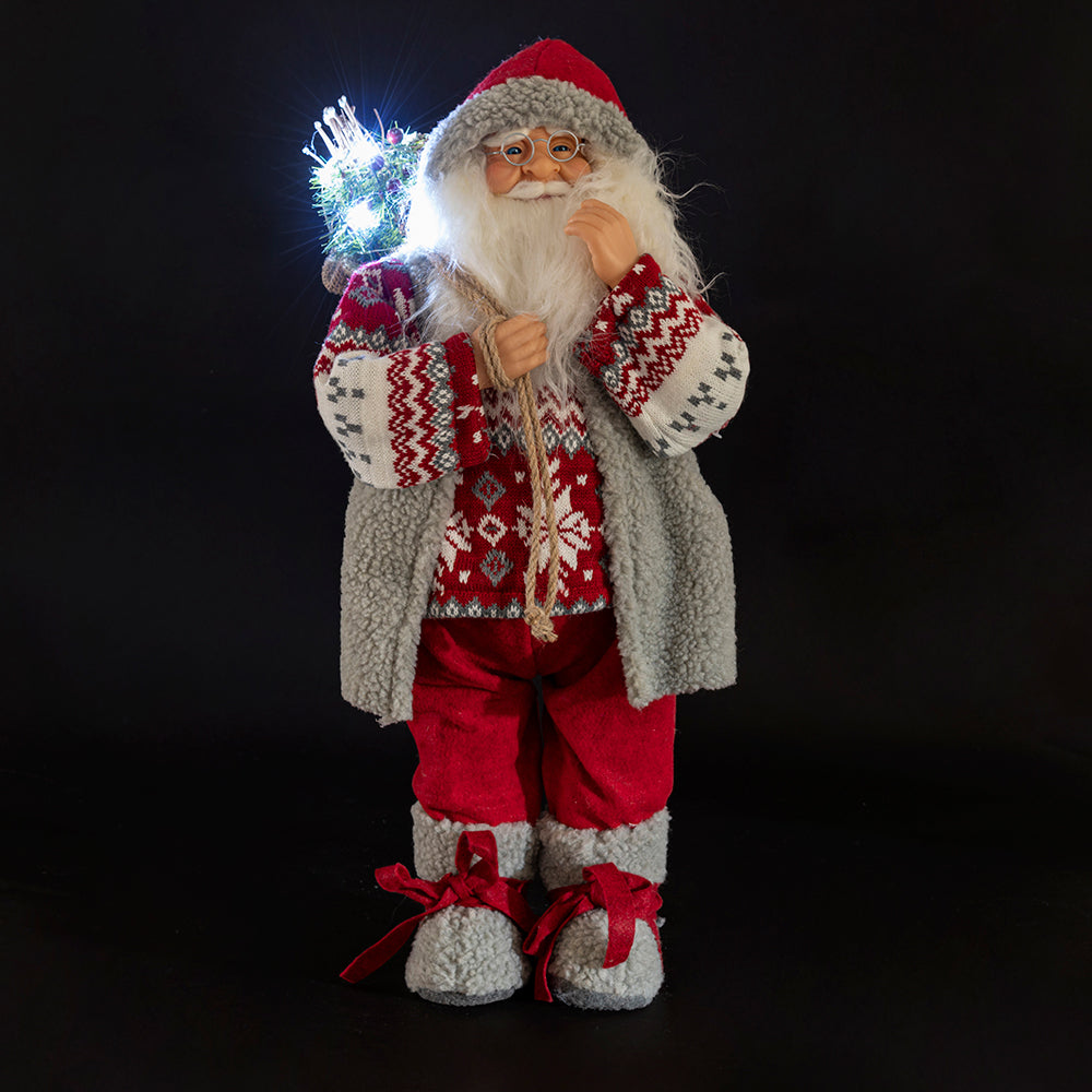 Babbo Natale 12 led cappotto in stoffa h. 62 cm, XMas