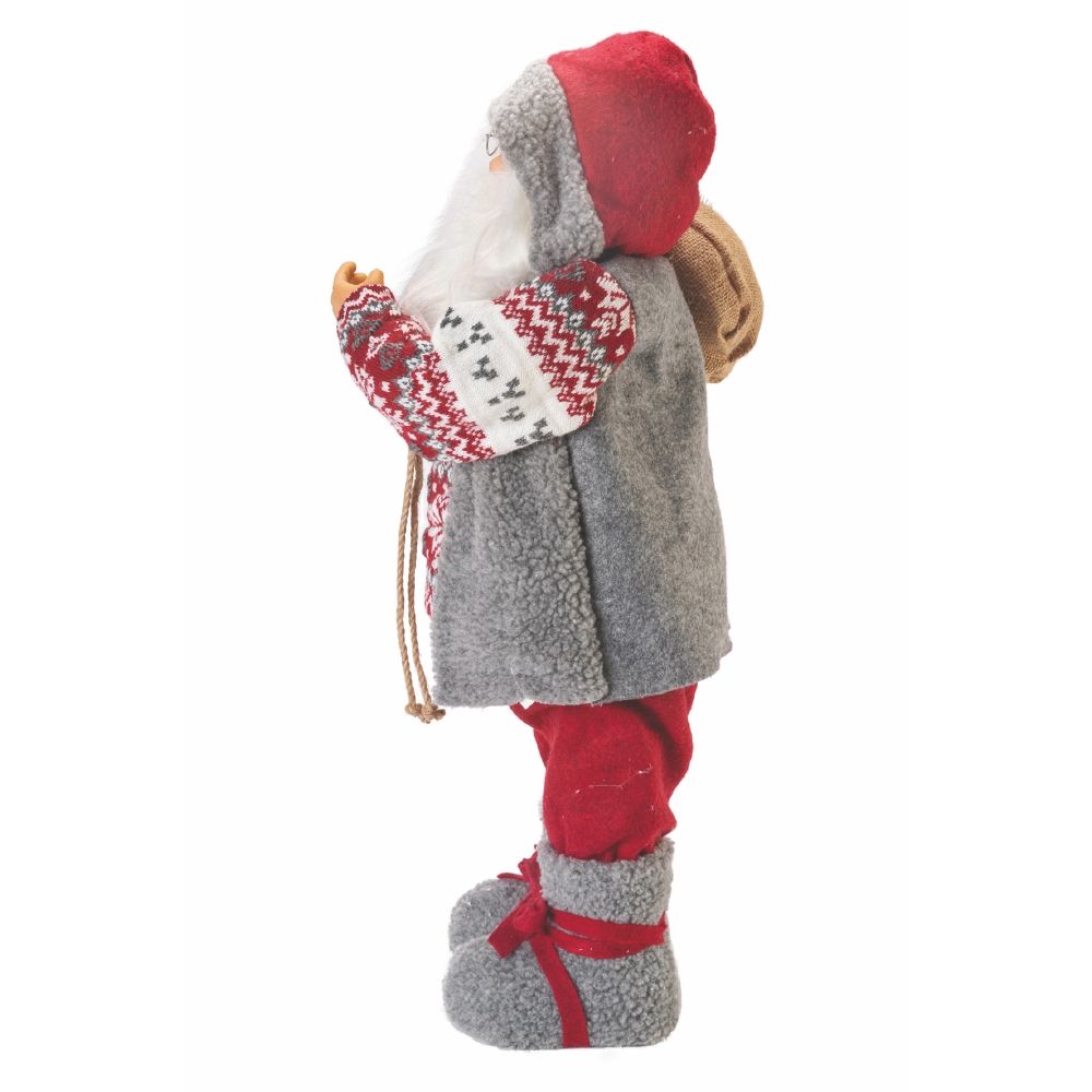 Babbo Natale 9 led con cappotto in stoffa h. 46 cm, XMas