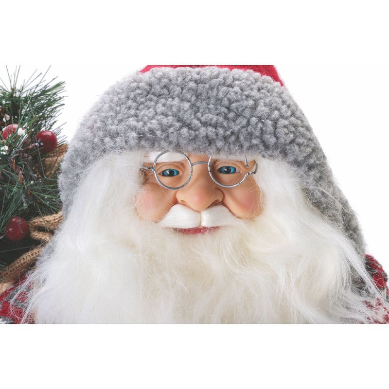 Babbo Natale 9 led con cappotto in stoffa h. 46 cm, XMas