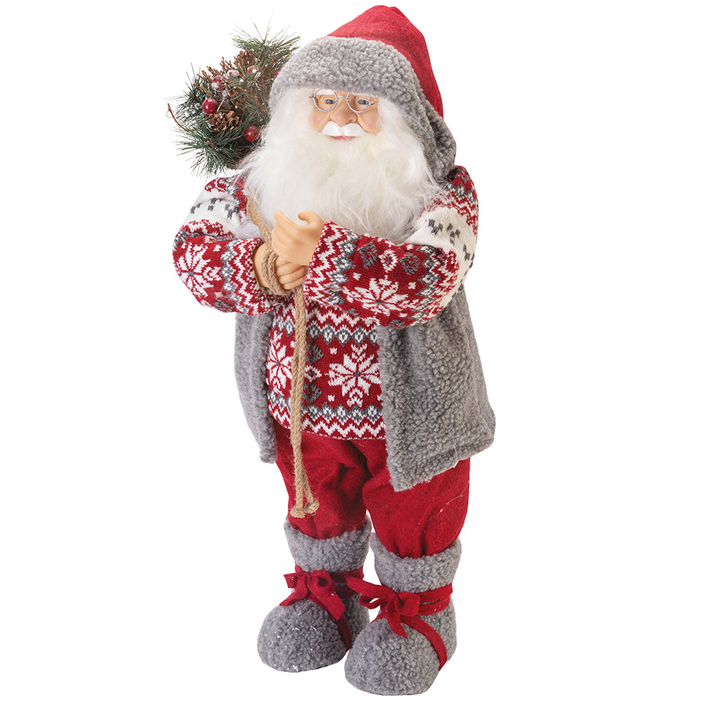 Babbo Natale 9 led con cappotto in stoffa h. 46 cm, XMas