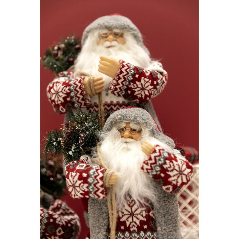Babbo Natale 9 led con cappotto in stoffa h. 46 cm, XMas
