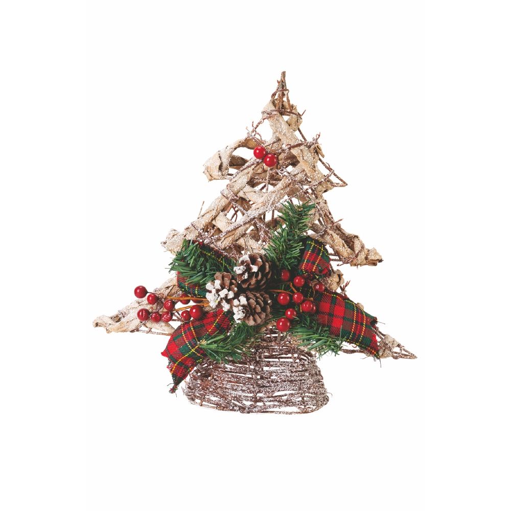 Albero in rattan effetto innevato h.30 cm, Santa's House