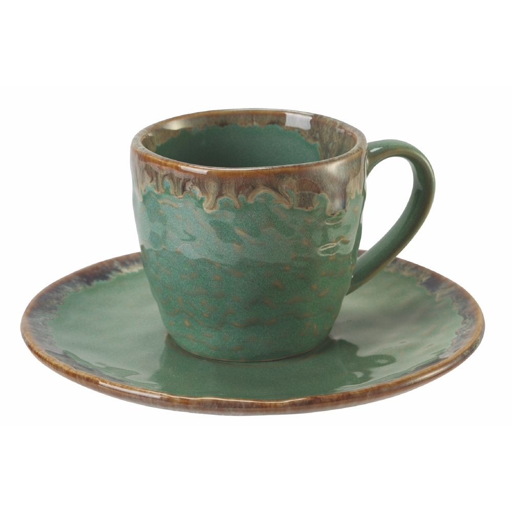 Set 6 tazzine caffè 90 ml con piattino in stoneware, Keros